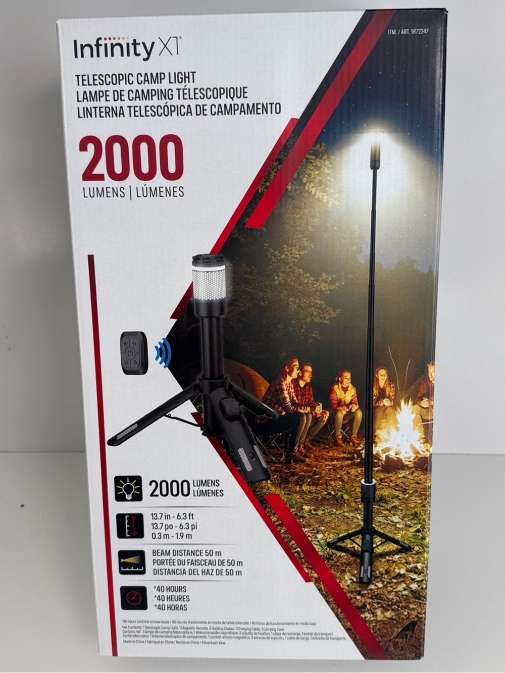 NFINITY Black and Silver Telescopic Camp Light - 2000 Lumens